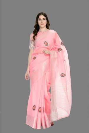 ofline-selction-pink-silk-saree-with-blouse-piece-pack-of-1-pink