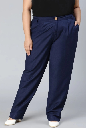 oxolloxo-women-navy-blue-high-rise-trousers