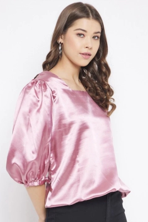 women-pink-solid-square-neck-satin-blouson-top