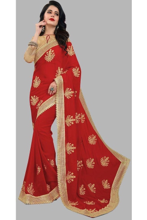 om-shantam-sarees-red-silk-blend-saree-with-blouse-piece-pack-of-1-red