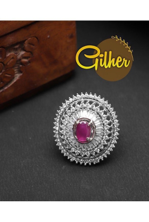 gilher-fancy-american-diamond-pink-ruby-stone-cocktail-ring-with-adjustable-size-for-women-and-girls-none