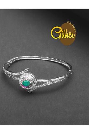 gilher-fancy-american-diamond-green-stone-bracelet-with-side-open-lock-for-women-and-girls-none