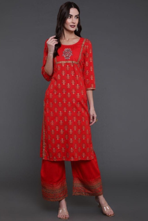 antaran-rayon-embroidered-kurti-with-pants-womens-stitched-salwar-suit-red-pack-of-2-none