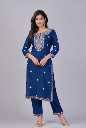 doriya-cotton-blend-embroidered-kurti-with-pants-womens-stitched-salwar-suit-blue-pack-of-1-none