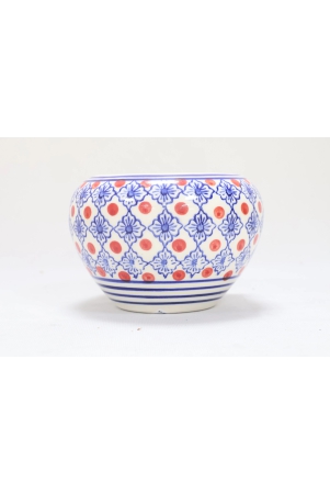 khurja-pottery-indoor-pot-apple-red-and-blue-colour-medium-size-4-inches