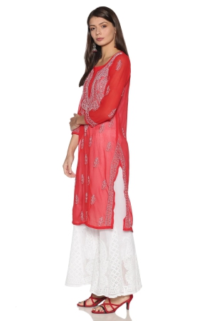 fch-lucknowi-chikan-handwork-soft-georgette-kurti-red-xl-georgette