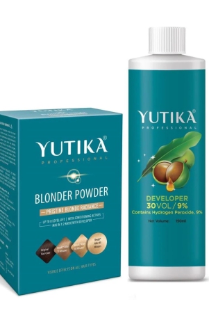 yuthika-professional-blonder-powder-60g-with-hair-color-developer-30-volume-9-150ml