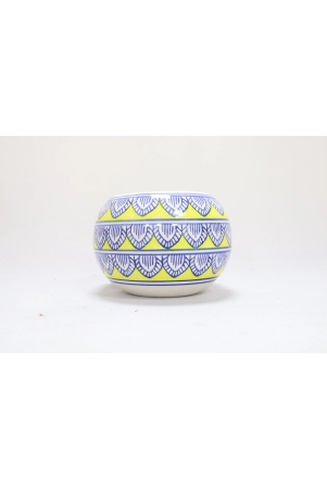 khurja-pottery-indoor-pot-apple-shape-yellow-colour-big-size-5-inchs