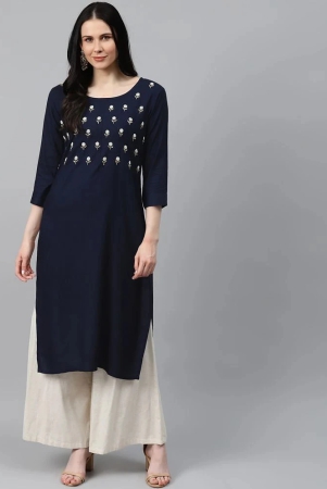 highlight-fashion-export-navy-blue-rayon-womens-straight-kurti-pack-of-1-none