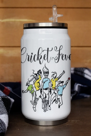 indigifts-coffee-tumbler-with-lid-and-straw-350-mlinsulated-steel-sipper-can-for-travelcricket-fever-printcold-hot-beveragesdent-scartch-proofsafe-for-kidsmulti