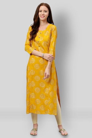 KIPEK - Yellow Rayon Womens Straight Kurti - L