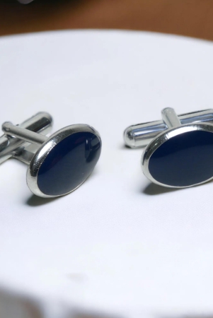 chokore-silver-oval-cufflinks-blue