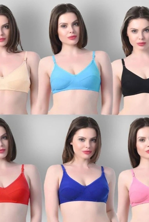 kiran-enterprises-multicolor-cotton-blend-non-padded-womens-everyday-bra-pack-of-6-none