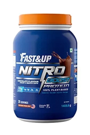 Fast&Up Nitro Boost Protein | 33g Plant Protein | 7g Nitro Ripped Blend | BCAA + EAA | Creatine, L-Arginine & L-Citrulline| Improves Endurance | Lean Muscle Gain (28 Servings, Chocolate Flavour) 