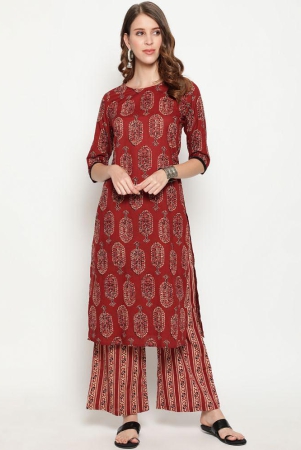 antaran-cotton-printed-kurti-with-palazzo-womens-stitched-salwar-suit-red-pack-of-1-none