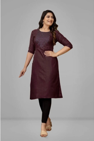 parastri-cotton-embroidered-straight-womens-kurti-maroon-pack-of-1-none