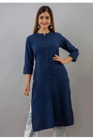 doriya-blue-cotton-blend-womens-front-slit-kurti-xl