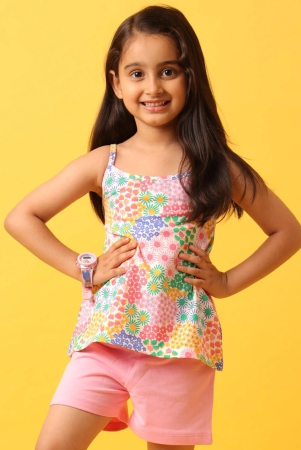 FLOWERS SUMMER STRAPPY GIRLS TOP - PINK-10-12 YEARS / 1N / pink
