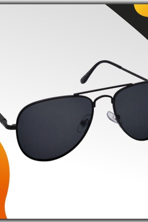 Stylish Pilot Full-Frame Metal Polarized Sunglasses for Men and Women | Black Lens and Black Frame | HRS-KC1013-BK-BK-P