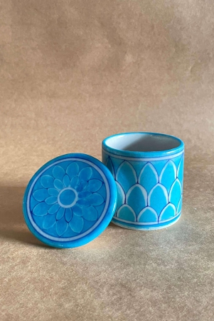 Blue Pottery Jar - Light Blue-1