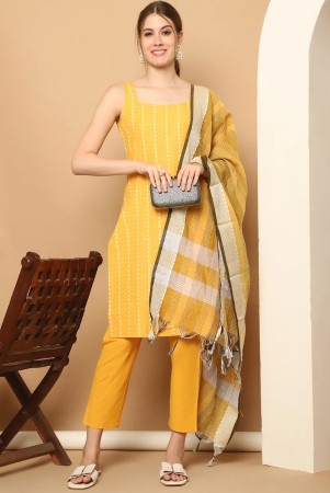 yellow-dobby-kurta-with-pallazos-dupatta-set-s-yellow