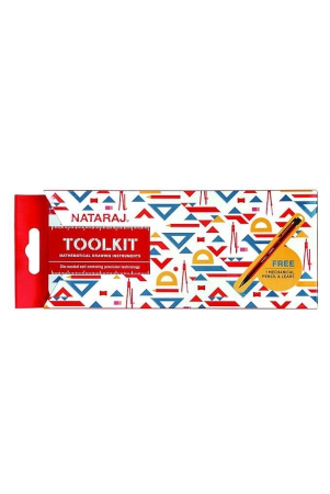 Nataraj ToolKit Geometry Box | Bold Markings for High Accuracy | Tough & Long-Lasting | Geometry Box for Students | Smooth & Rounded Edge | Child-Safe | Free Ball Pen | Set of 10 Instruments