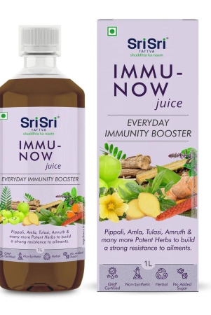 Sri Sri Tattva Immu-Now Juice - Everyday Immunity Booster | Pippali, Amla, Tulasi, Amruth & Many More Potent Herbs To Build A Strong Resistance To Ailments | 1L