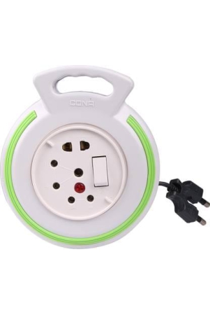 CONA Smyle Euro Flex Box / Extension Cord with 4-meter Wire (White with Green Ring) 3 Socket Extension Boards  (White, 4 m)