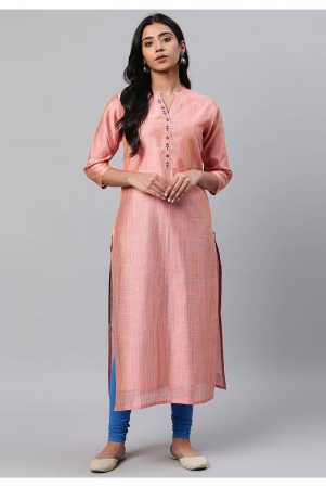 ksut-peach-silk-straight-kurti-l