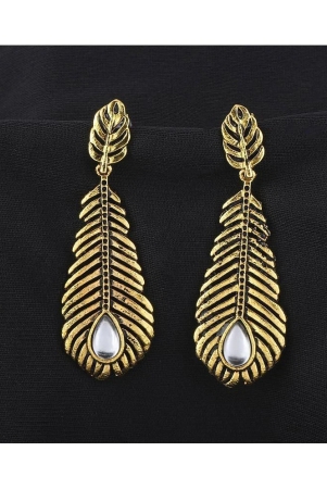 silver-shine-stunning-golden-peacock-feather-white-diamond-earrings-golden