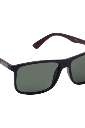 Hrinkar Green Rectangular Sunglasses Brands Black, Brown Frame Goggles for Men & Women - HRS-BT-02-BK-BWN-GRN