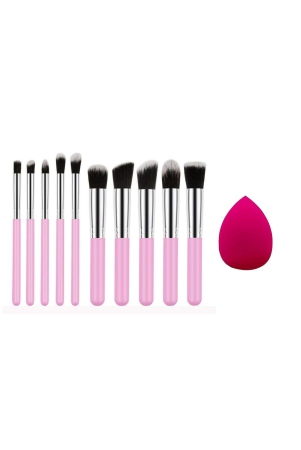 10-pcs-soft-makeup-brush-set-pink-with-1-pc-sponge-makeup-blender-free-portable-makeup-brush-kit