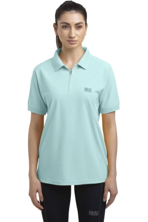 women-solid-zip-neck-polyester-light-blue-t-shirt