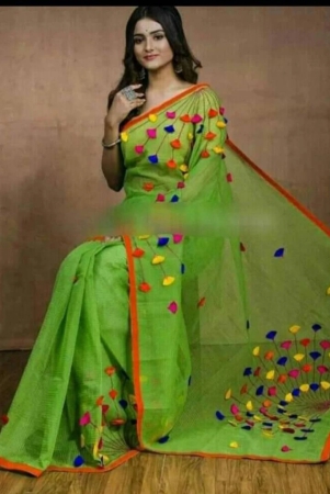 multicoloured-cotton-silk-saree-with-blouse-piece-special-surprise-discount-for-lucky-customer-green