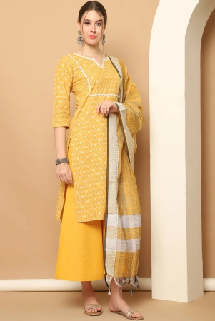 printed-yellow-kurta-with-lace-work-pallazos-dupatta-set-xl-yellow