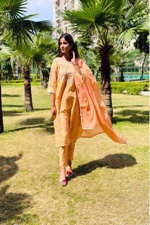 women-orange-cotton-kurta-pant-and-dupatta-set-xl