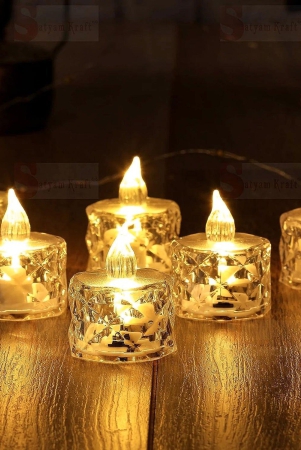 Acrylic Flameless & Smokeless Crystal LED Candles for Home Decoration, Gifting, Festival etc (Single Piece)
