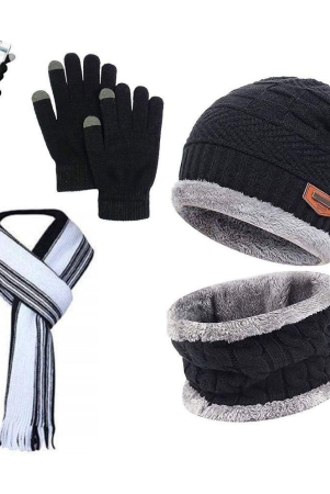 thriftkart-winter-knit-cap-and-scarf-combo-for-for-men-and-women-for-travelling-1-cap-set-1-scarf-1-set-winter-gloves-one-size