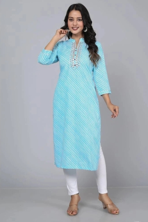 highlight-fashion-export-light-blue-cotton-blend-womens-straight-kurti-pack-of-1-none