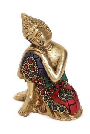 Stone Studded Buddha | 100% Pure Brass | Antique Finish