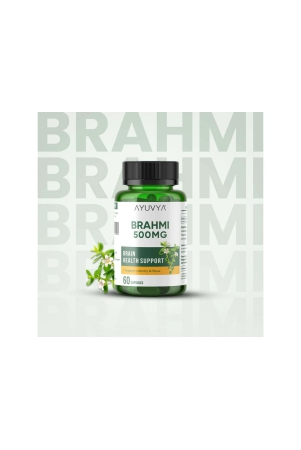 Ayuvya Brahmi Capsules || 500mg Pure Extract - Memory Booster, Focus Enhancer, Stress Relief & Sleep Aid, 60 Capsules