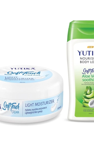 yuthika-soft-touch-light-moisturizer-cream-50ml-and-aloe-vera-body-lotion-200ml-combo-pack