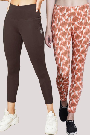 9ty3ree-orange-polyester-graphic-tights-pack-of-2-none