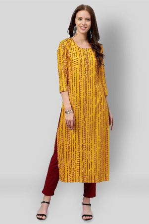 KIPEK - Yellow Rayon Womens Straight Kurti - S