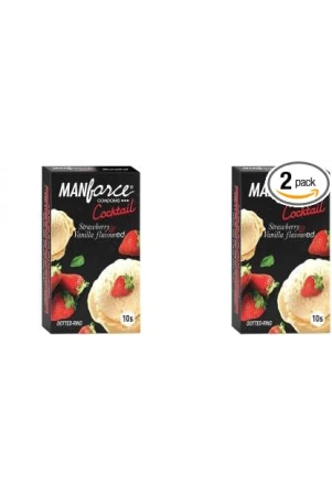 manforce-cocktail-condoms-with-dotted-rings-strawberry-vanilla-flavoured-10-pieces-x-pack-of-2-condom-set-of-2-20-sheets