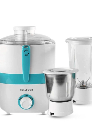 Cellecor JMGC-600 Juicer Mixer Grinder 600 Watts | ABS | 1 Stainless Steel Jar | 1 Poly Jar | 3 Speed Control | Heavy Duty Motor with 2 Years of Warranty
