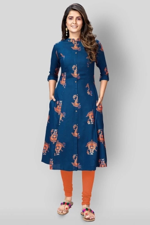 vbuyz-blue-rayon-womens-front-slit-kurti-pack-of-1-xxl