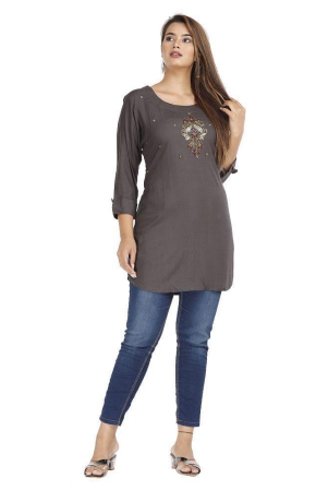 jc4u-grey-melange-rayon-womens-straight-kurti-pack-of-1-xl