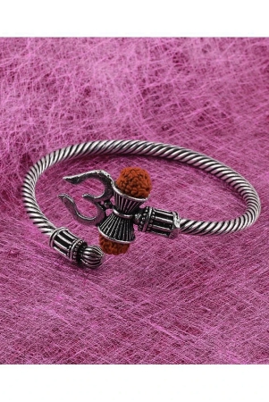 silver-shine-adjustable-trishul-damroo-rudraksha-bahubali-kada-bracelet-mahakal-for-men-boys-girls-none