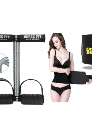 horse-fit-tummy-trimmer-single-spring-and-sweat-slim-belt-combo-pack-abdominal-exerciser-for-home-gym-men-women-multi-color